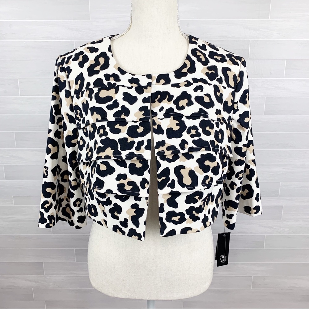AGB Tiered Animal/Leopard Print Cropped Jacket NWT